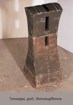 Turmwippe, groß, Steinzeug/Bronze